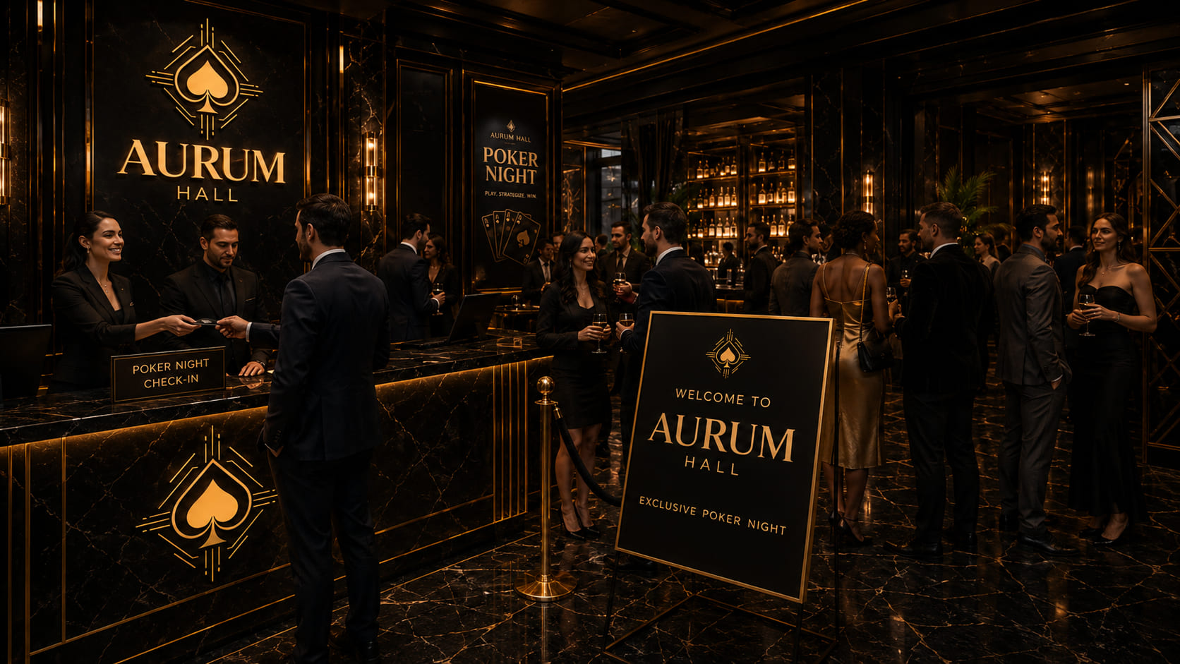 Recepcja i check-in na wieczór wydarzeń w Aurum Hall