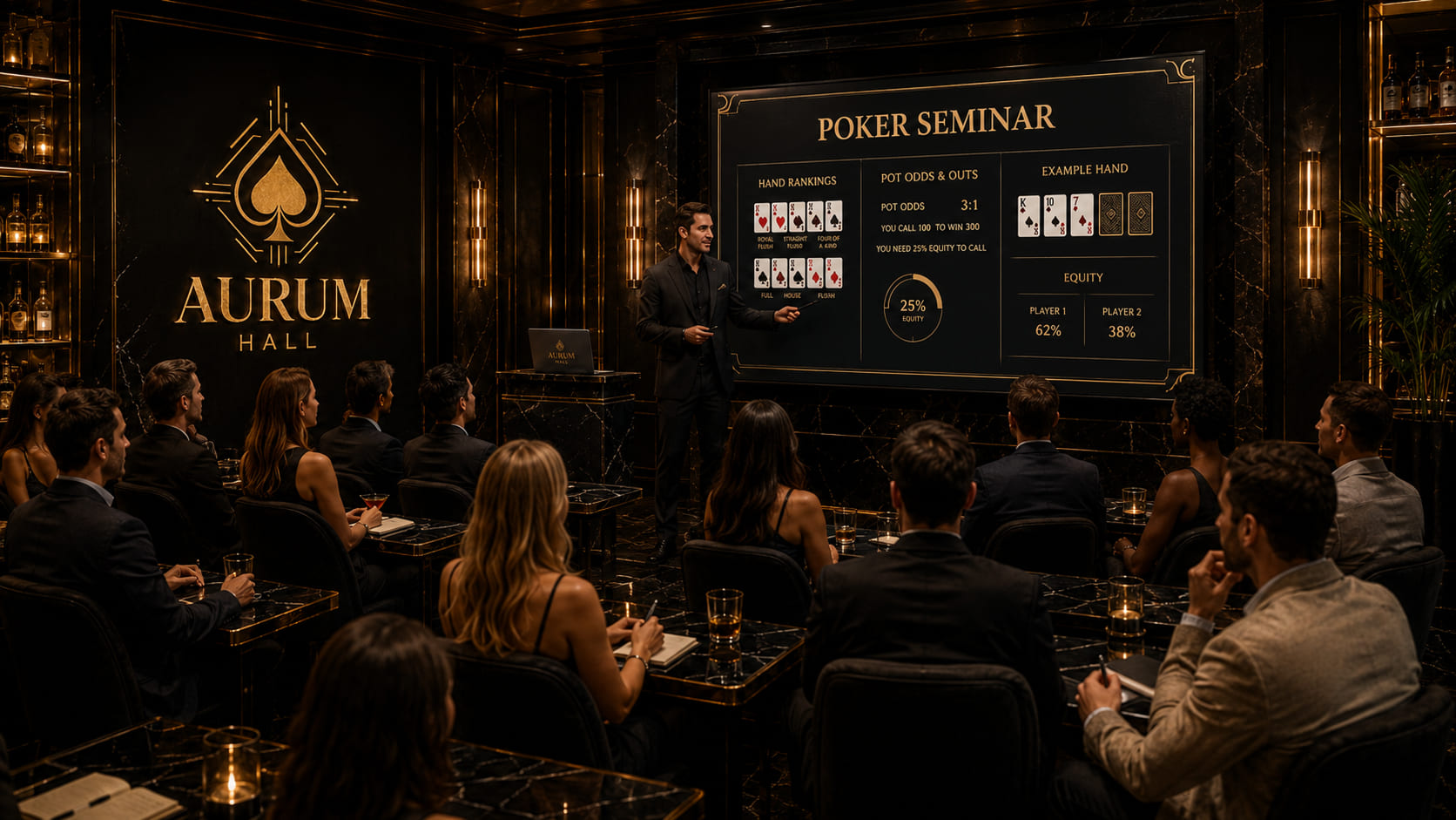 Seminarium pokerowe z prezentacją o analizie decyzji w Aurum Hall